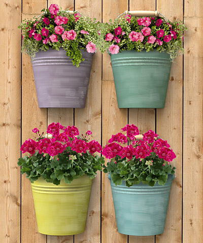 half pots for plants Panacea Half Round Bucket Wall Planters, Asst. Colors, 4 Pk. – Newtown Feed & Supply