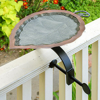 Achla Aspen Leaf Bird Bath with Over Rail Bracket