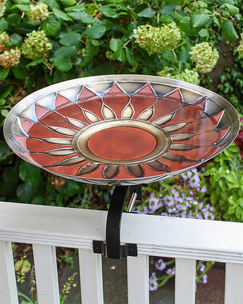 Achla Red African Daisy Bird Bath with Over Rail Bracket