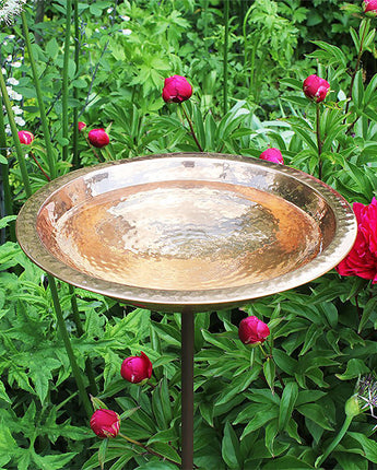 Achla Metal Bird Bath and Stake, Hammered Copper