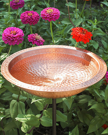 Achla Hammered Solid Copper Bird Bath with Stake