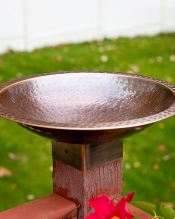 Achla Metal Bird Bath for 4 x 4 Post, Hammered Copper Finish