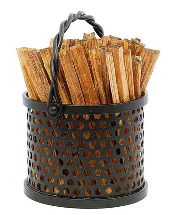 Achla Twisted Rope Fatwood Caddy with Fatwood, Graphite