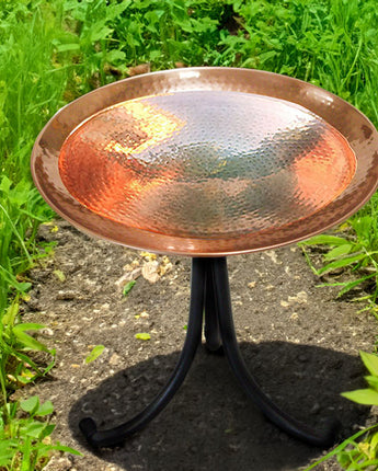 Achla Metal Bird Bath with Tripod Stand, Copper Plated