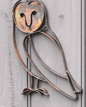 Ancient Graffiti Steel Barn Owl Wall Art, Copper, 7.5"W