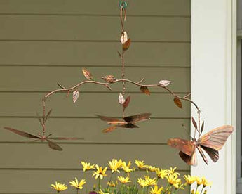 Ancient Graffiti Hanging Butterfly Branch Mobile, Copper