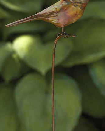 Ancient Graffiti Staked Bird Garden Ornament, Flamed Copper