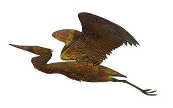 Ancient Graffiti Metal Heron Wall Art, Copper, 20"W x 8"H