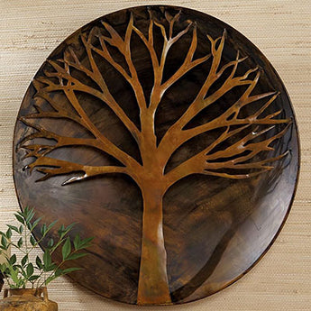 Ancient Graffiti Large Raised Tree Wall Disc, Brown, 24" dia