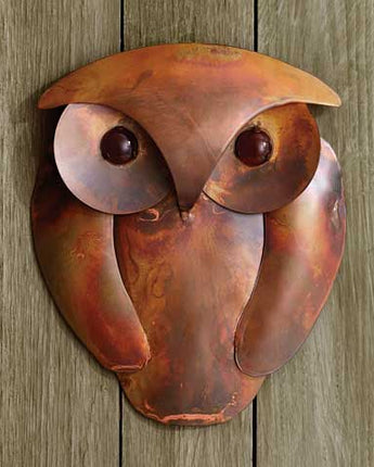 Ancient Graffiti Solid Owl Wall Art, Flamed Copper Colored