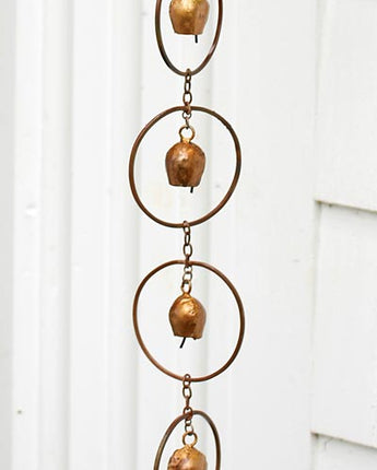 Ancient Graffiti Bell Rain Chain, Copper