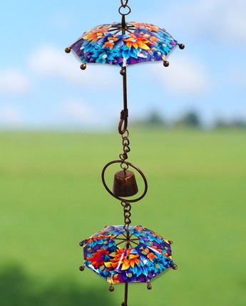 Ancient Graffiti Umbrella and Bell Rain Chain, Floral Print