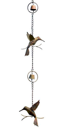 Ancient Graffiti Hummingbird & Bell Rain Chain, Flame Copper