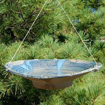 Anthony Stoneware Ceramic Bird Bath, Large, French Blue