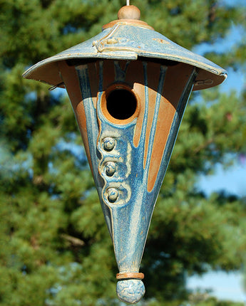 Anthony Stoneware Two-Piece Cone Bird House, French Blue