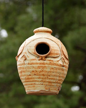 Anthony Stoneware Bird House, Small, Butternut