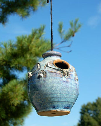 Anthony Stoneware Bird House, Small, French Blue