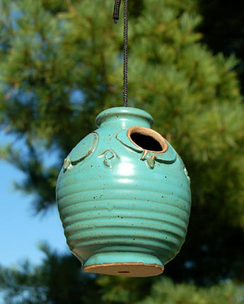 Anthony Stoneware Bird House, Small, Teal