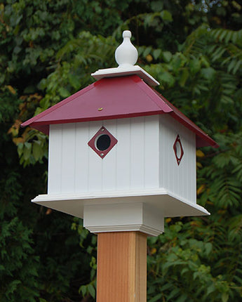 Wing & A Prayer Carriage Bird House, Merlot Red Roof