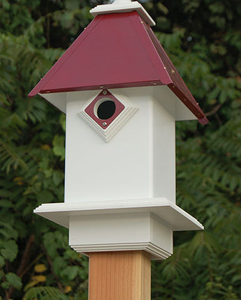 Wing & A Prayer Classic Bluebird House, Merlot Red Roof