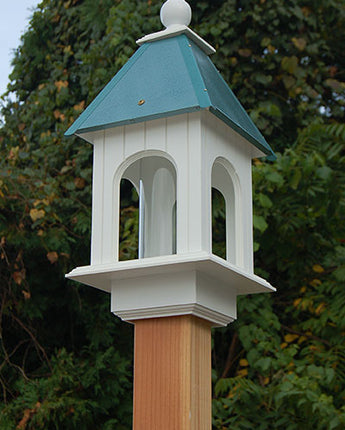 Wing & A Prayer Camellia Bird Feeder, Verdigris Roof