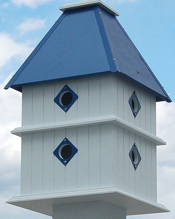 Wing & A Prayer Plantation Bird House, Cobalt Blue Roof