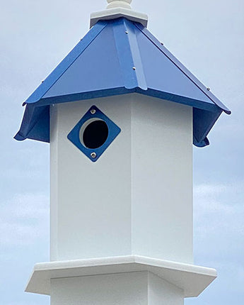 Wing & A Prayer Bluebird Hexagonal House, Cobalt Blue Roof