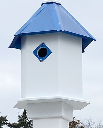 Wing & A Prayer Sycamore Bird House, Cobalt Blue Roof