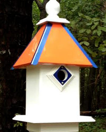 Wing & A Prayer Team Colors Bird House, Orange and Blue