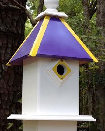 Wing & A Prayer Team Colors Bird House, Purple and Gold