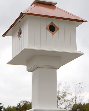 Carriage Bird House and Decorative Mounting Post, Copper