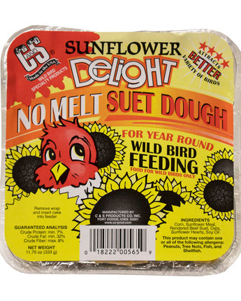 C&S Sunflower Delight No Melt Suet Dough, 11.75 oz., 12 pack