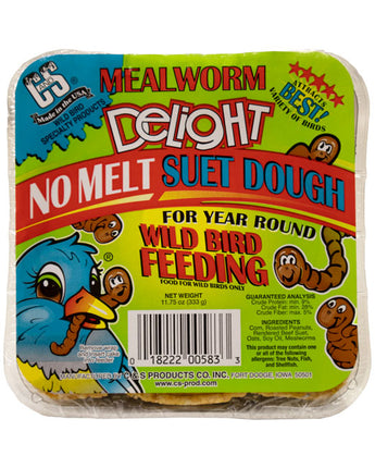 C&S Mealworm Delight No Melt Suet Dough, 11.75 oz., 12 Pack