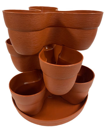Emsco Bloomers Flower Tower Stackable Planters, Terra Cotta