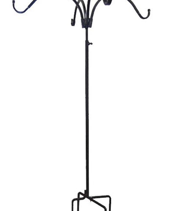 Erva Adjustable Four Hanger Shepherd Hook, Black, 4.5' to 7'