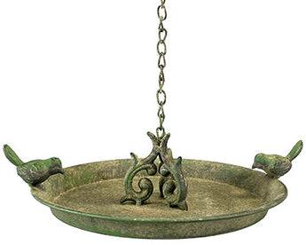 Esschert Design Aged Metal Hanging Bird Feeder w/Two Birds