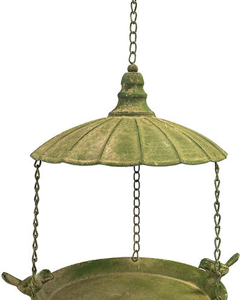 Esschert Design Aged Metal Hanging Bird Feeder, Green