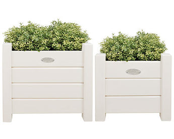 Esschert Country Folklore Dual Square Planters, Aged White