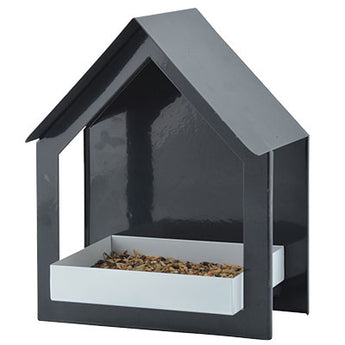 Esschert Design Covered Platform Bird Feeder, Black & Gray