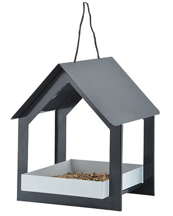 Esschert Design Hanging Fly Through Bird Feeder, Black/Gray