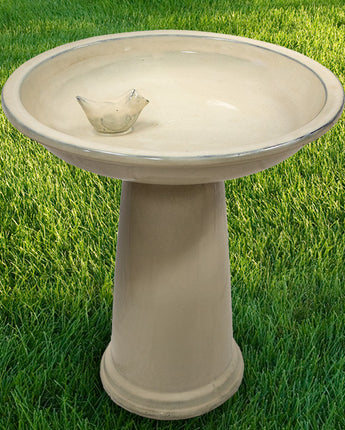 Esschert Design Ceramic Bird Bath and Pedestal, Aged White