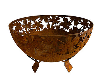 Esschert Design Steel Leaf Pattern Fire Bowl, Rust, 23.5"