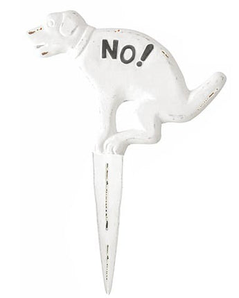 Esschert Design Cast Iron "NO!" Pooping Yard Sign, White