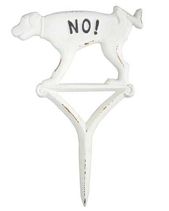 Esschert Design Cast Iron "NO!" Peeing Yard Sign, White