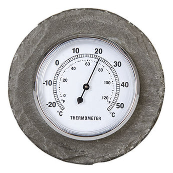 Esschert Design Slate Round Thermometer, Gray, 4.75" dia.