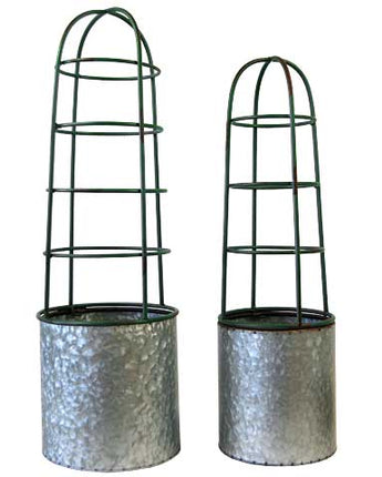 Esschert Design Old Zinc Flower Pots with Vertical Supports