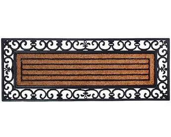 Esschert Design Rubber & Coco Fiber XL Scroll Doormat, Black