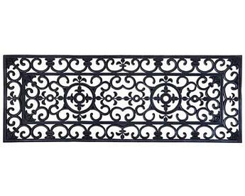 Esschert Design Rubber Long Scroll Doormat, Black