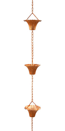 Esschert Design Fluted Rain Chain, Copper Colored