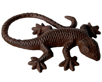 Esschert Design Cast Iron Lizard Statue, Antique Brown